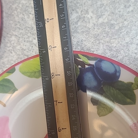 Set Of 5 Cynthia Rowley Whim Melamine Fruit Salad Plates With 5 Barrel Cups - Picture 5 of 8